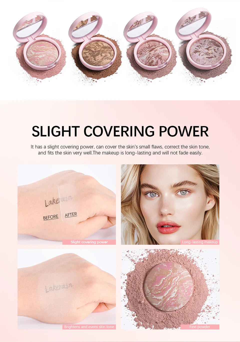 NEW YORK Baked Brighten Color Correcting Powder Foundation Fair Buildable Light to Medium Coverage Demi-Matte Natural Finish