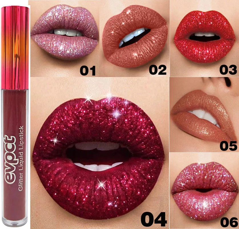 15 Color Glitter Liquid Lipsticks Shimmer Shiny Lipgloss Pearlescent Lip Tint Waterproof Long Lasting Matte Diamond Lips Glaze