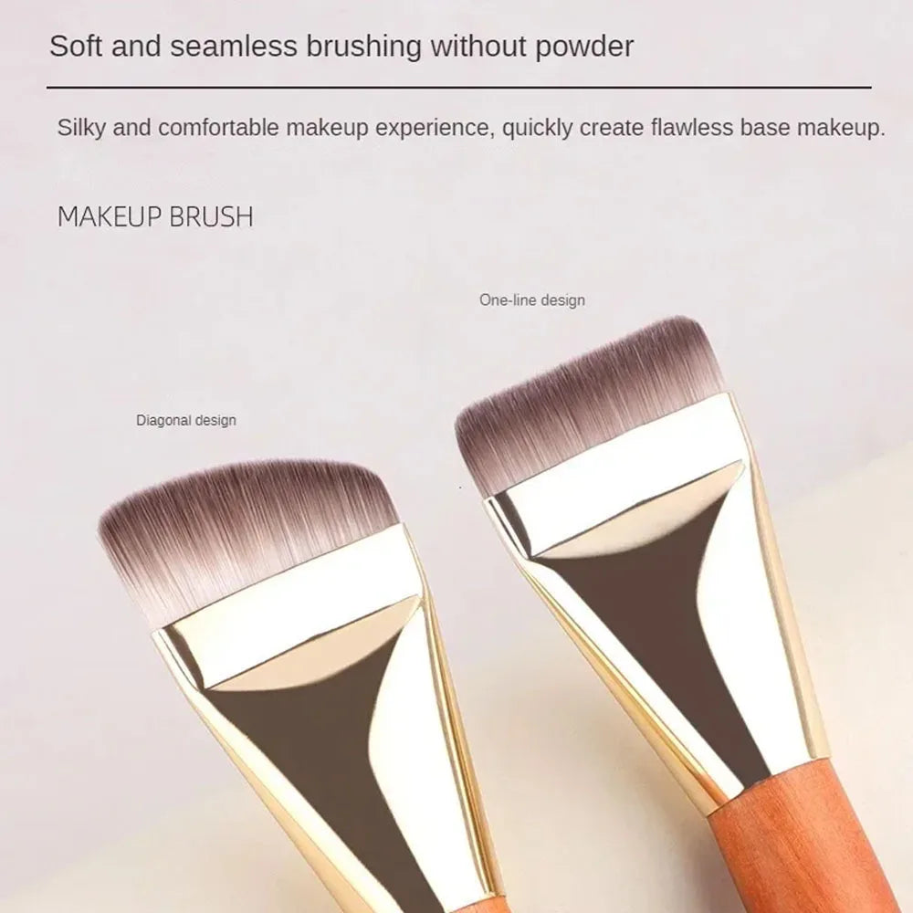 Foundation Brush With Wooden Handle Ultra Thin Flat BB Cream Makeup Brushes Concealer Foundation Natural Look Makeup Tool