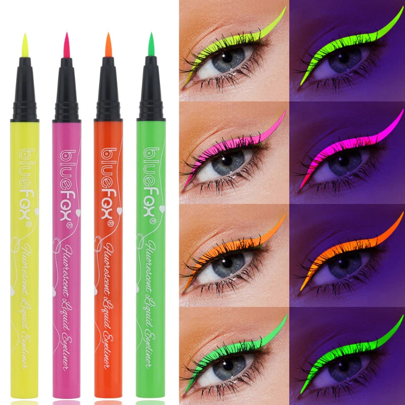 Glow In The Dark Face Paint Kit,6pcs Shimmer Glow Eyeliner set,UV Neon Face & Body Paint Sticks Marker Luminous Makeup for Music