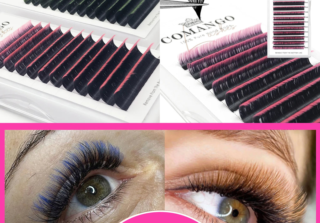 Dark Brown Easy fan Eyelash Extension Mix Mink Individual Ombre Eyelash Lashes High Quality Colorful Blooming Lashes Extension