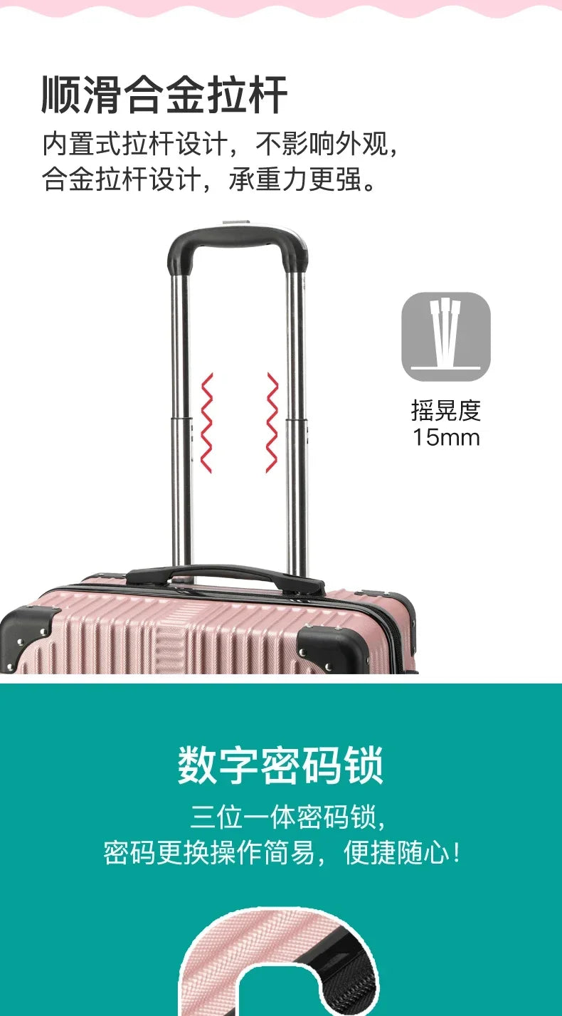 Mini Small 18-Inch Travel Boarding Suitcase Luggage Student Japanese-Style Retro Lightweight Password Trolley Case