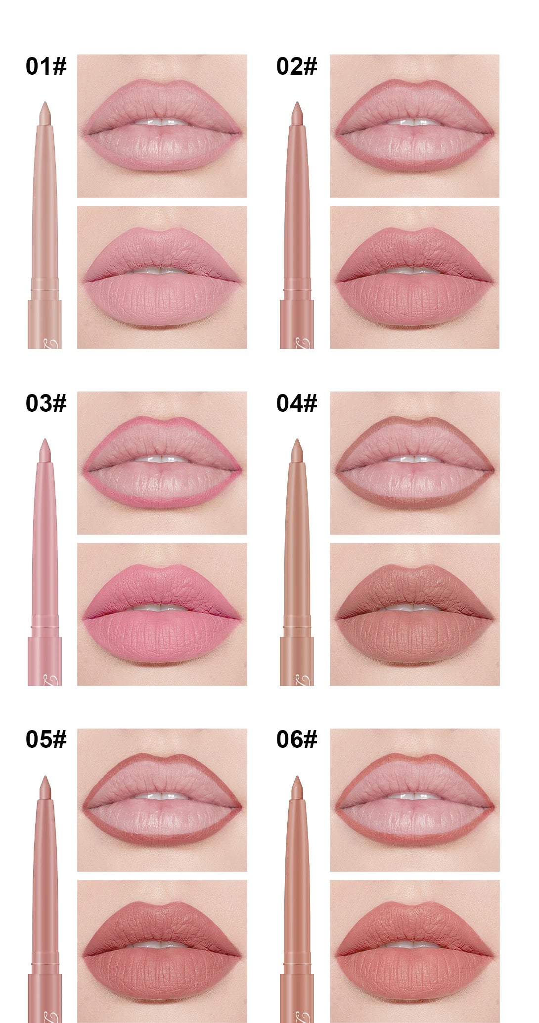 Dragon Ranee 12pcs Soft Matte Water Resistant Eraser Resistant Lip Liner Set Matte and Non-Drying Easy to Line Lip Liner Set