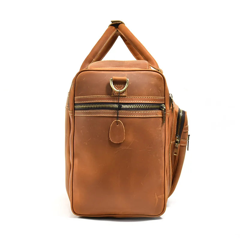 Luufan Crazy Horse Leather Men's Travel Bag Big Travel Duffel Durable Cowhide Weekend Bag Man Genuine Leather Luggage Tote Bag