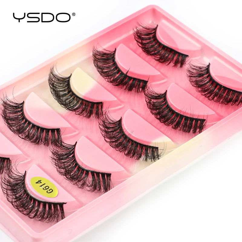 YSDO 5 pairs eyelashes makeup mink strip lashes dramatic eyelashes faux cils natural false eyelashes extension 3d mink eyelashes