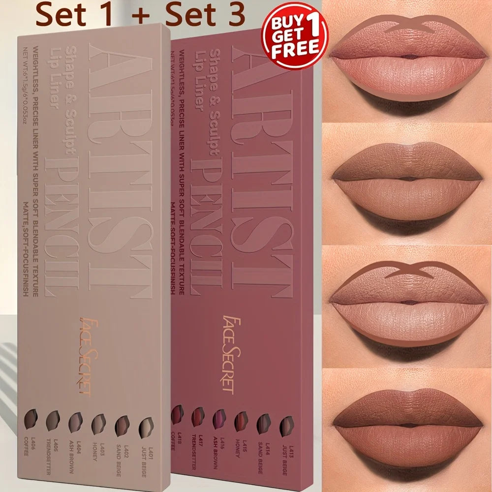 12Pcs/Set Nude Lip Liner Makeup Set - Natural and Long Lasting Waterproof Matte Lipliner Pen  Lip Liner for Everyday Makeup