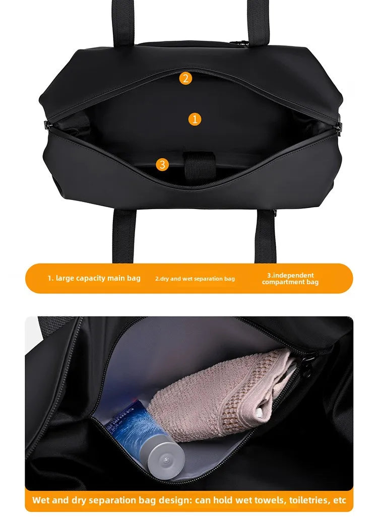 New Cross-border Large Capacity Men's Business Travel Tote for Commuting, Water-resistant Gym Bag for Sports and Fitness