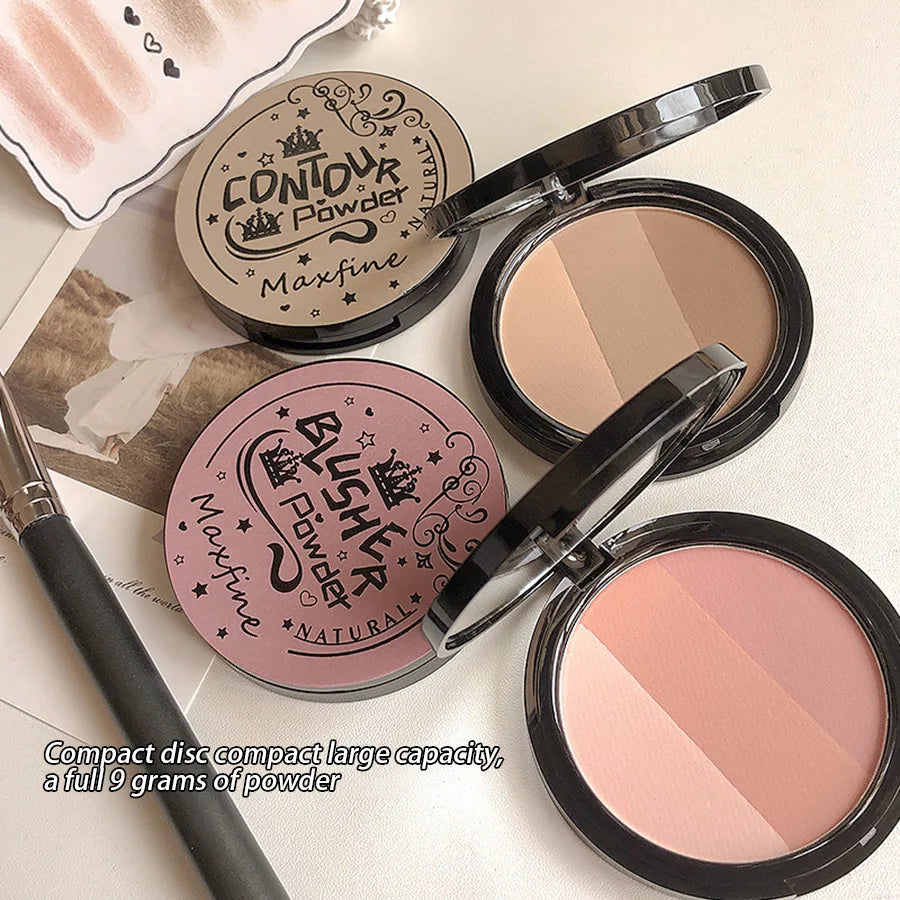 Three-color Blush Palette Delicate Long-lasting Waterproof Non-fading Eyeshadow Blush Integration Tray