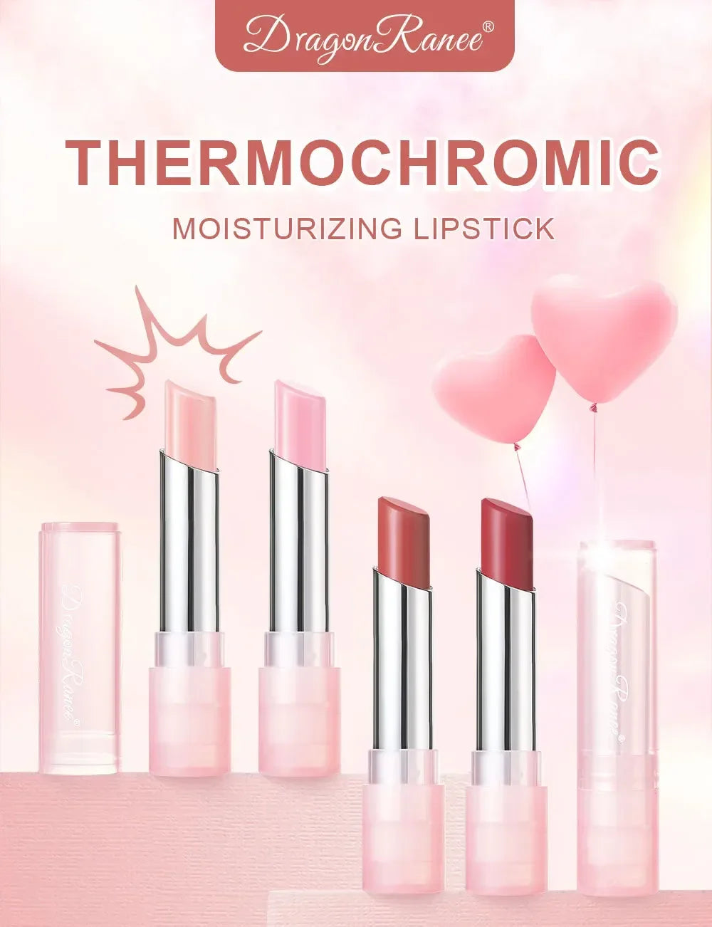 New Temperature Change Lipstick Jelly Color Change Lip Balm Moisturizing Not Easy To Fade Lovely Pink Colored Lipstick Lips Care