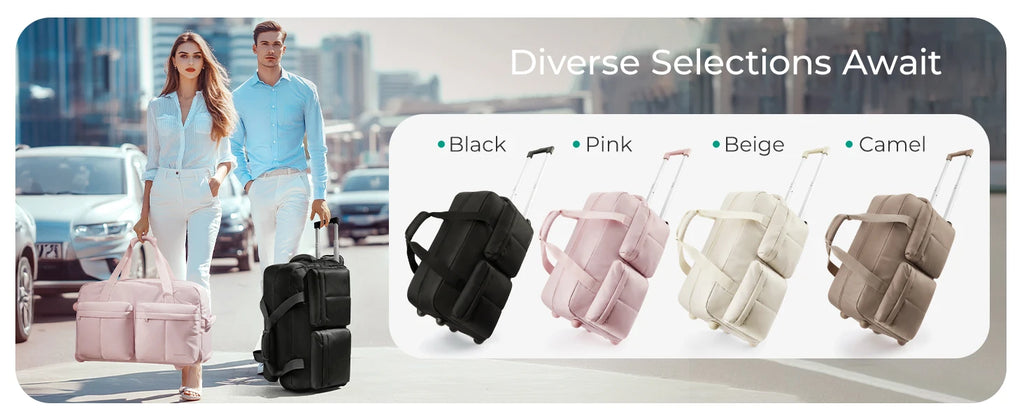 BAGSMART Rolling Duffle Bag with Wheels Waterproof Women's High-Quality Boston Bag Carry-On Suitcase for Travel Essentials