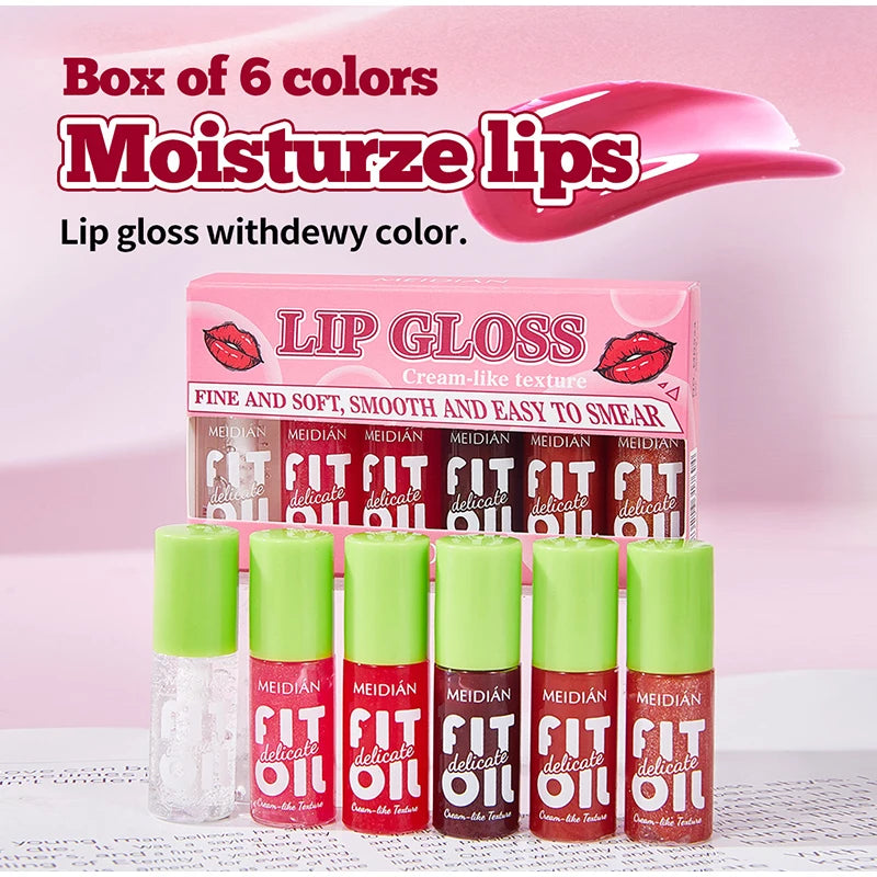 Lip Gloss Kit (6 Colors),Mirror Finish Water Shine Lipstick Set,Long-Lasting Moisturizing Lightweight Lipgloss,Non-sticky Makeup