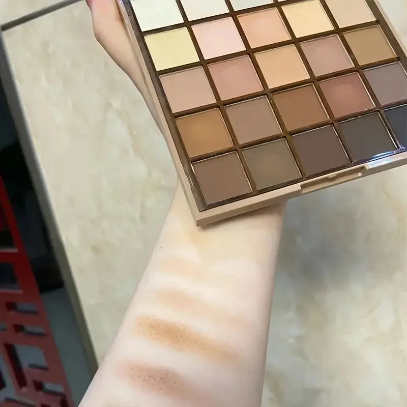 25 Shades Matte Finish Eyeshadow Palette, Neutral Grey Brown Earth Tones, Matte & Shimmer Finishes For Versatile Makeup Looks