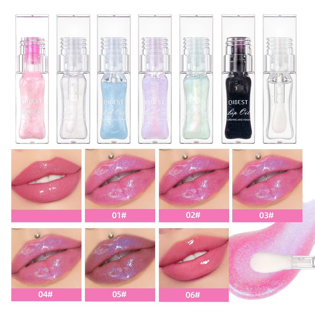 Mirror Lip Gloss Temperature Color Change Lipstick Lasting Moisturizing Glitter Lipstick Gloss Pearlescent Pink Clear Lip Glaze