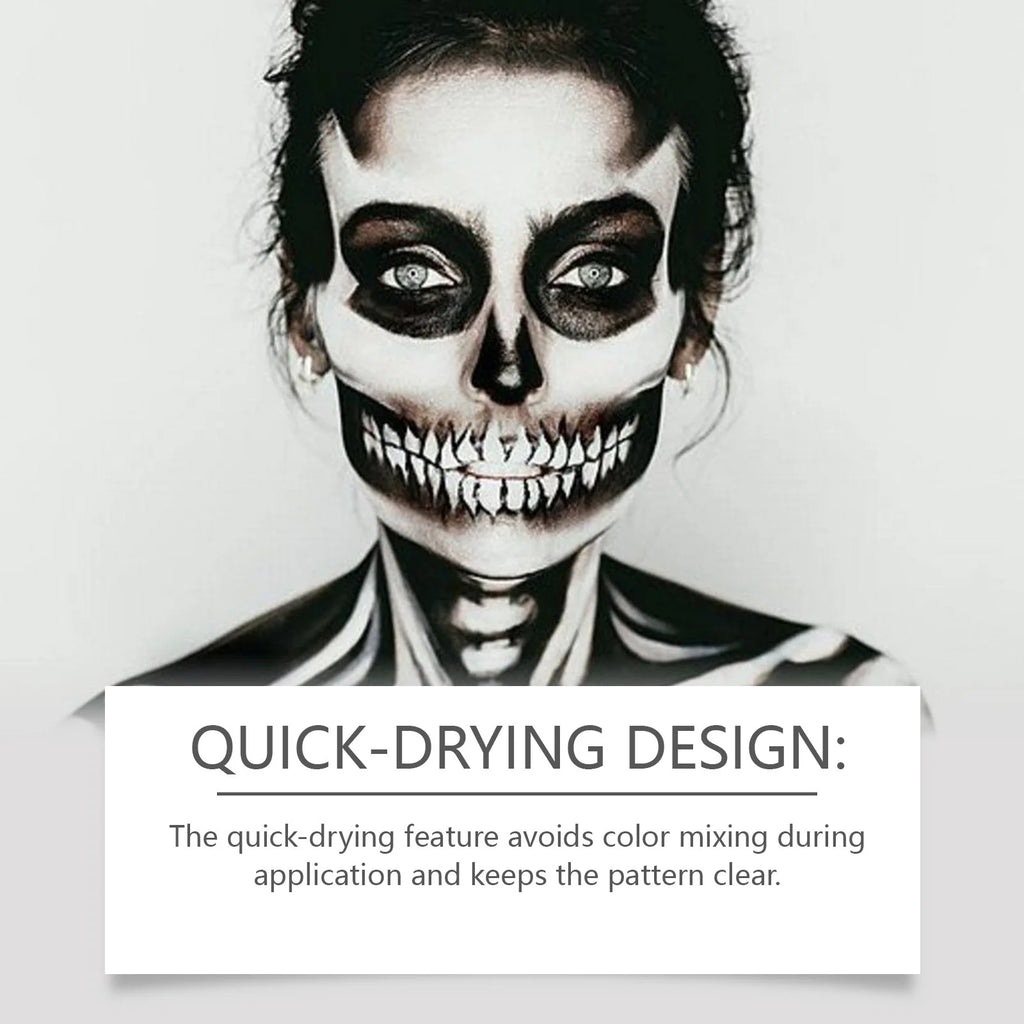 Black & White Face Body Paint Kit with Brushes Long-Lasting Makeup For Halloween Festive Fun Makeup Accessories Makeup Set