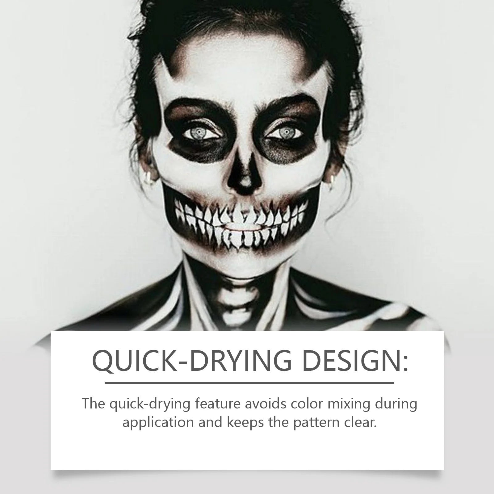 Black & White Face Body Paint Kit with Brushes Long-Lasting Makeup For Halloween Festive Fun Makeup Accessories Makeup Set