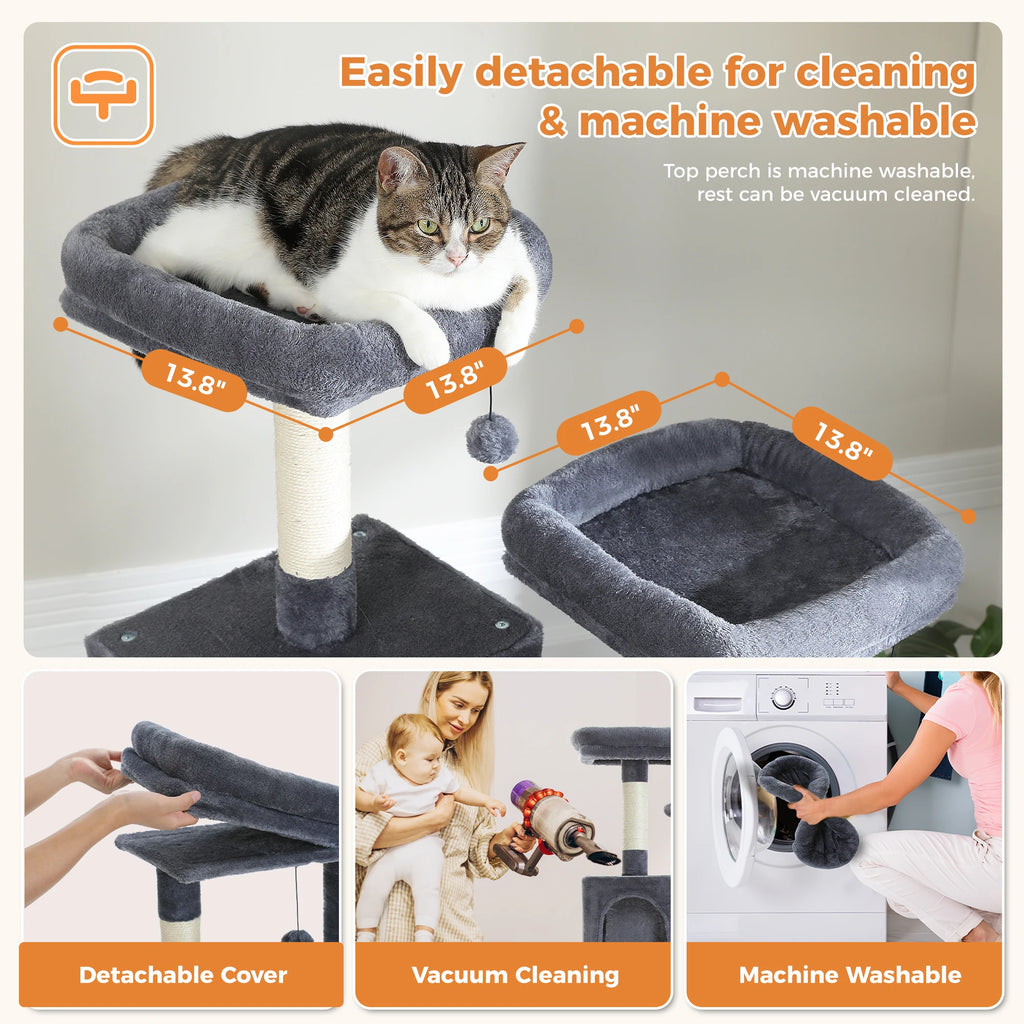 Multi-Level Cat Tree with Scratching Posts, Cozy Condo, Hammock, Large Cat Tower for Indoor Cats, Cat Scratching Board, Cat Toys