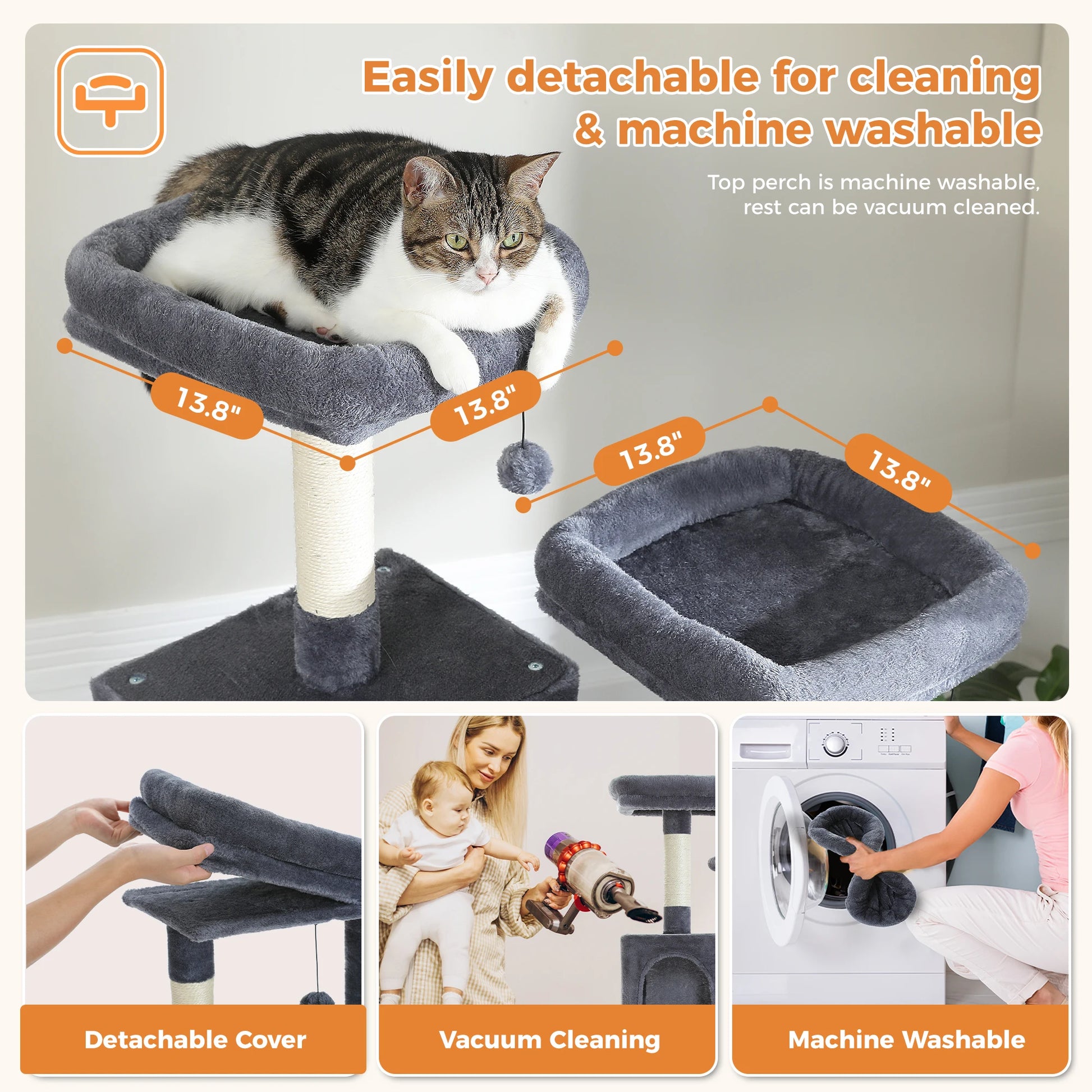 Multi-Level Cat Tree with Scratching Posts, Cozy Condo, Hammock, Large Cat Tower for Indoor Cats, Cat Scratching Board, Cat Toys