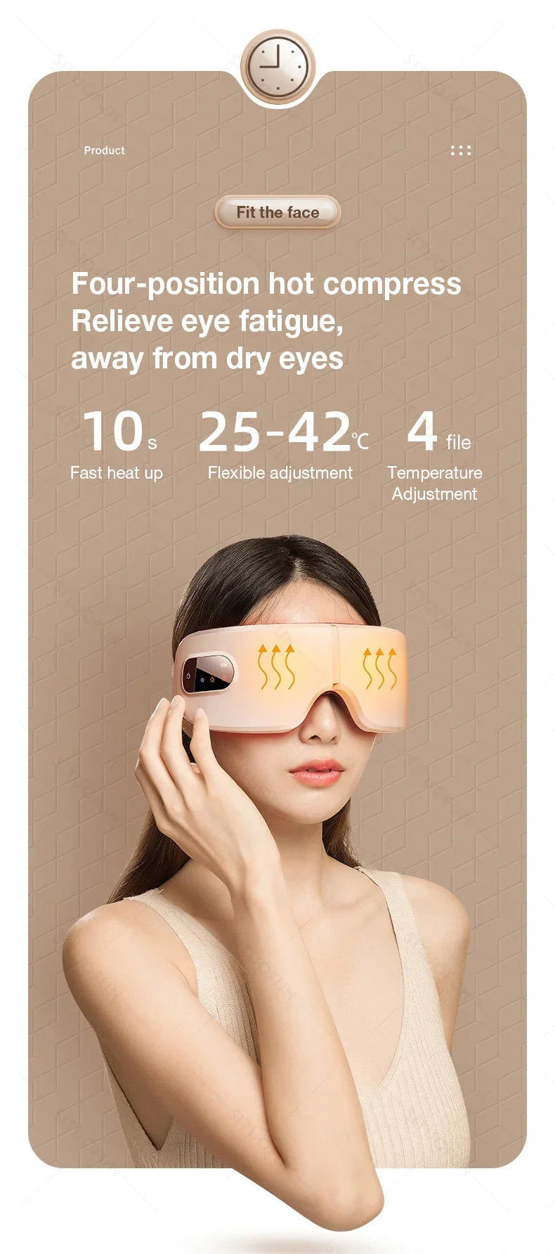 MUKASI Eye Massager with Vibration Bluetooth Music, Smart Massage Eye Mask for Eye Relax, Reduce Eye Strain, Improve Sleep