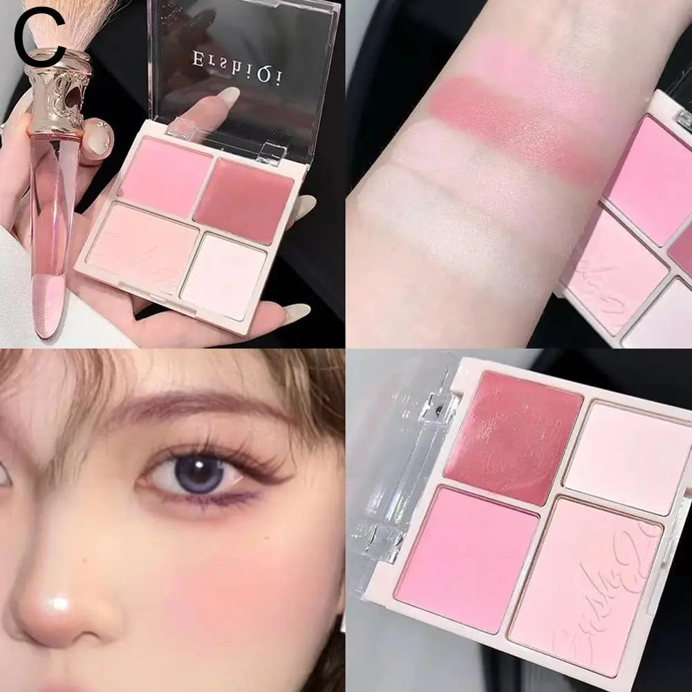 4 Colors Concealer Blush Cream Matte Highlight Contour Makeup All-in-one Palette Rose Hawthorn Cheek Tint Blusher Powder Makeup