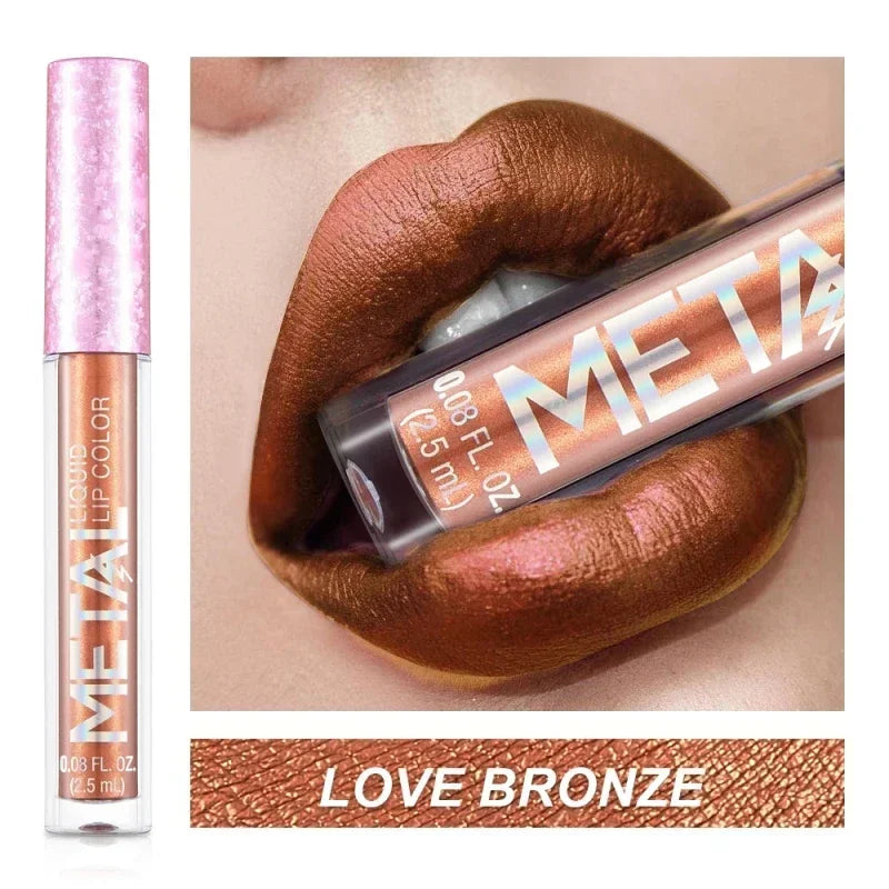 Waterproof Pearl Matte Lipstick Long Lasting Non-Stick Cup Lip Glaze Shimmer Glitter Metallic Lip Gloss Lips Makeup Cosmetics