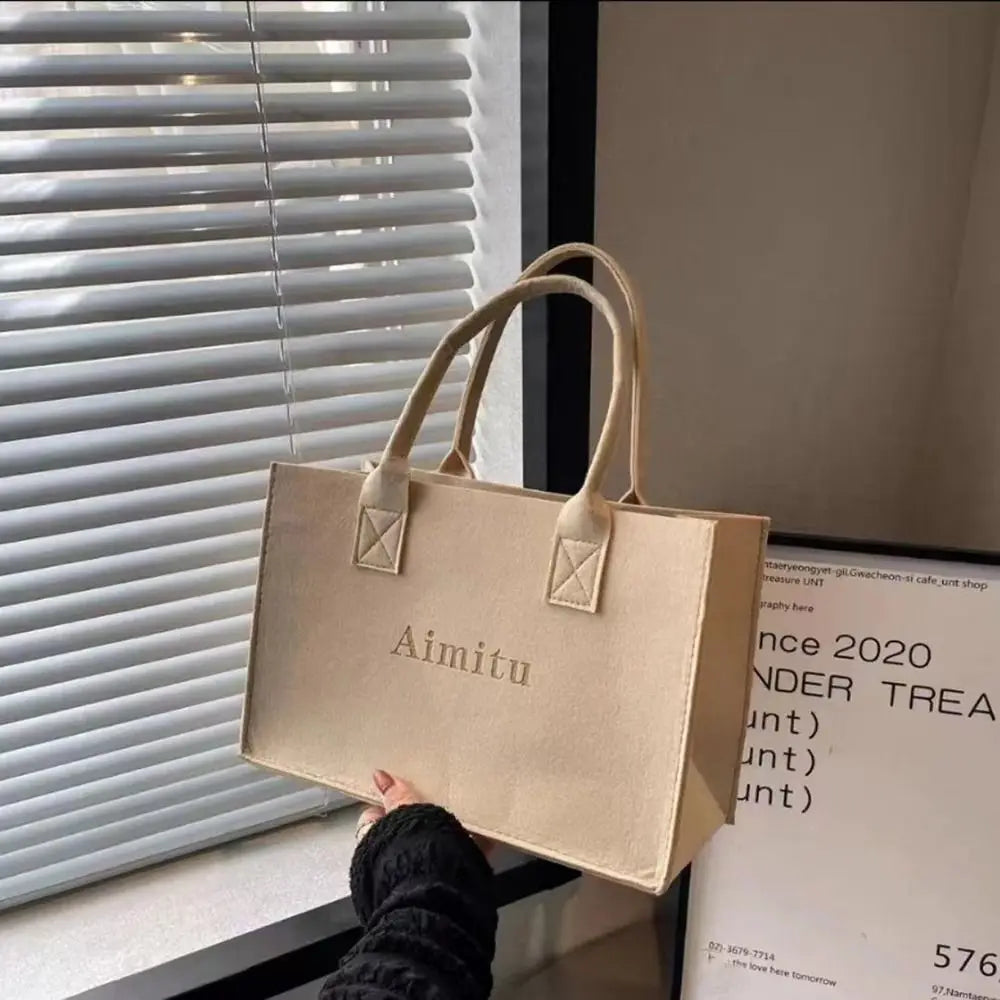 S/M/L Women Korean Simple Felt Shoulder Bag Fashion Solid Color Messenger Bag Handbag Large Capacity Travel Casual Crossbody Bag