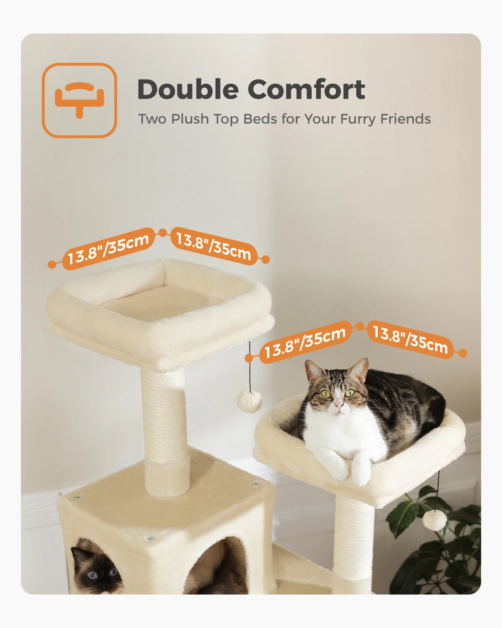 Multi-Level Cat Tree with Scratching Posts, Cozy Condo, Hammock, Large Cat Tower for Indoor Cats, Cat Scratching Board, Cat Toys