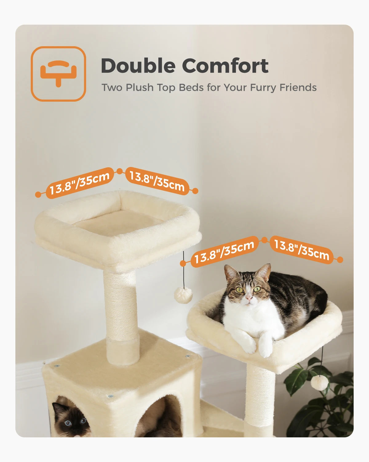 Multi-Level Cat Tree with Scratching Posts, Cozy Condo, Hammock, Large Cat Tower for Indoor Cats, Cat Scratching Board, Cat Toys