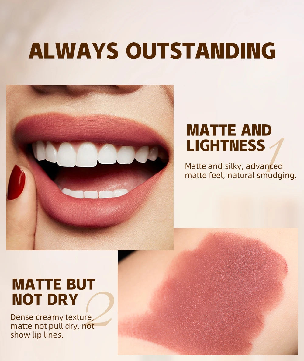 QIBEST 1PC Sexy Matte Lipstick Waterproof Long Lasting Color Rendering Non-stick Velvet Lips Liner Pencil Woman Makeup Cosmetics