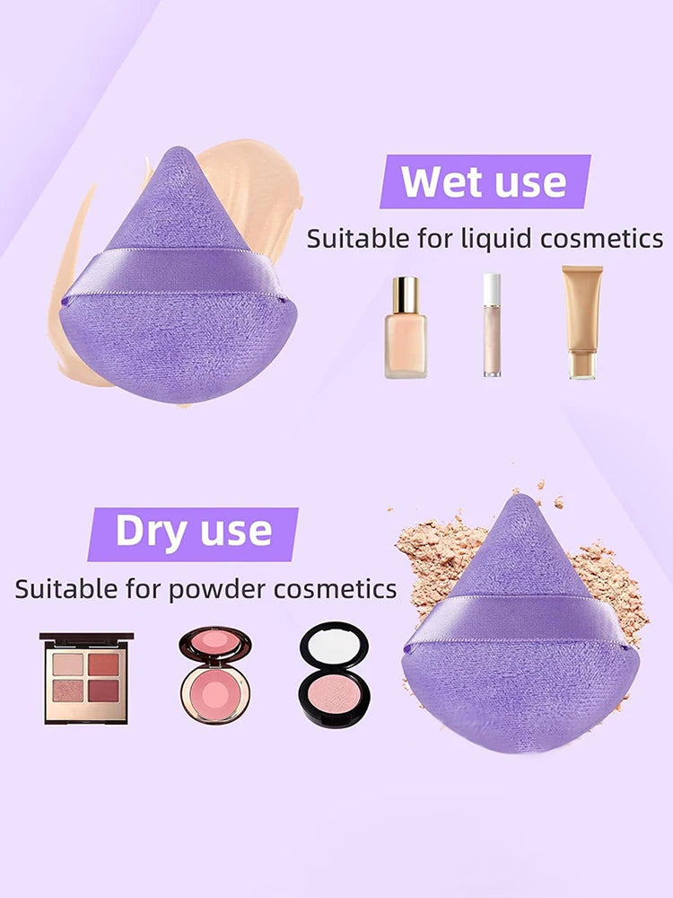 12 Pieces Powder Puff Face Triangle Makeup Sponge Soft Velour Puffs for Loose Powder Setting Powder Blender Foundation Sponge Be