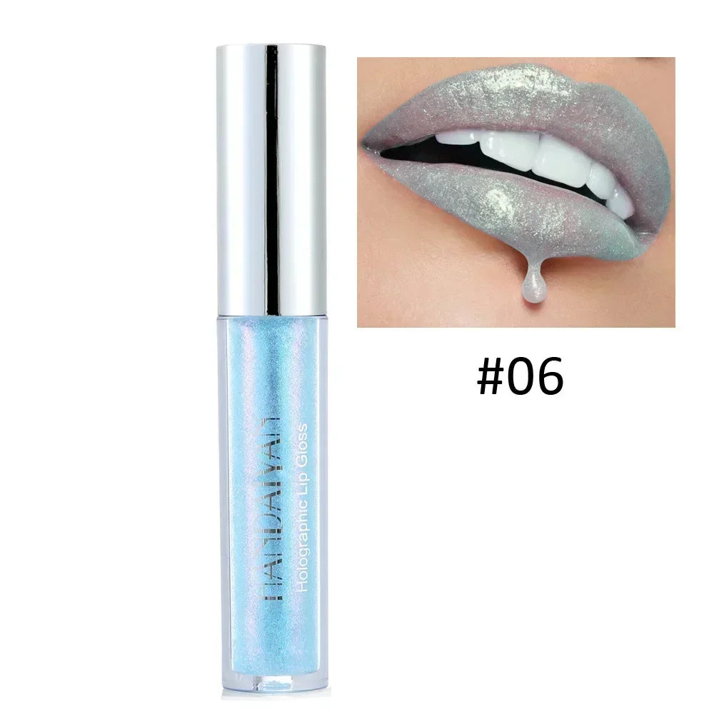 6 Colors Glitter Liquid Lip Gloss Tint Laser Holographic Lipstick Mermaid Glitter Lip Gloss Not Fading Lasting Lip Tint Cosmetic