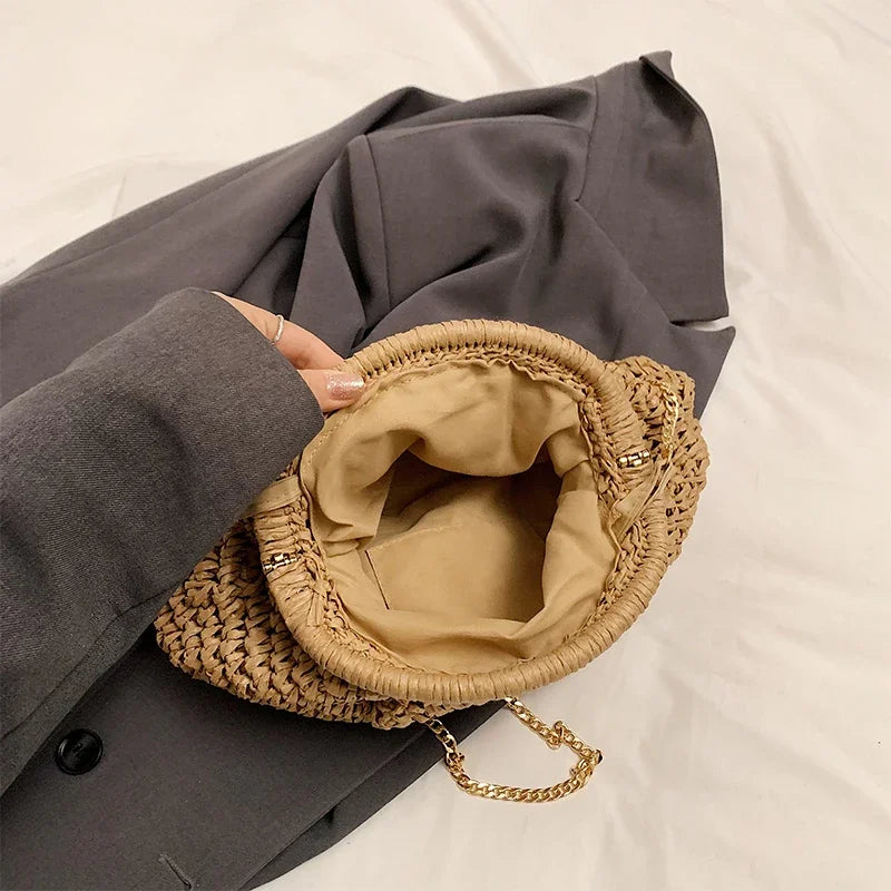 2025 Summer New Straw Weaving Crossbody Bag Fashionable and Casual Shell bag Women's Shoulder Bags with Excellent Texture bolsas