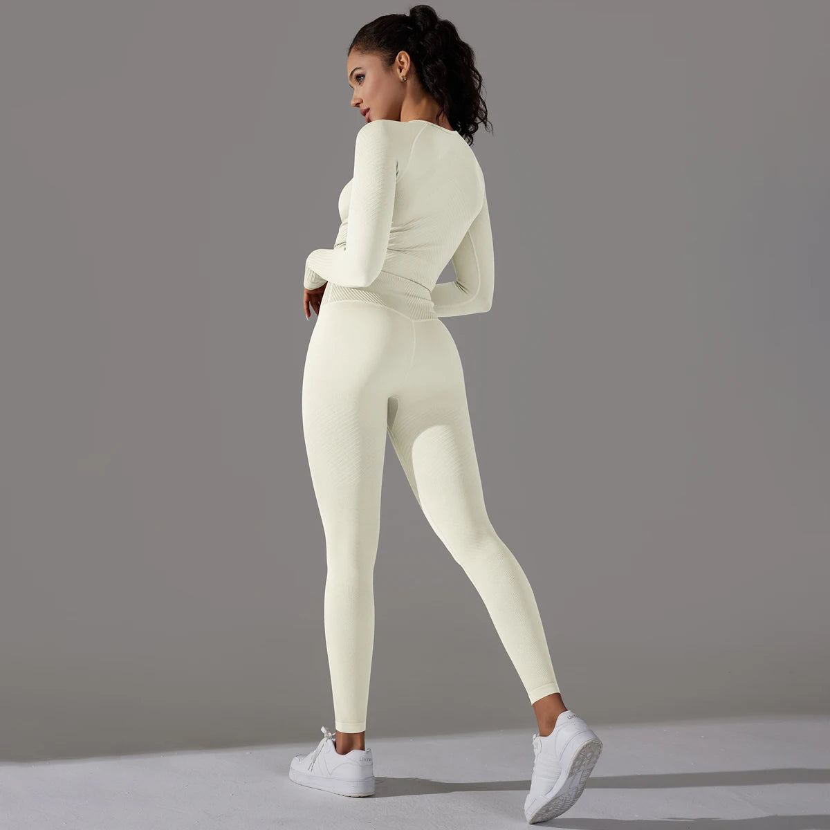 Women Yoga Set Seamless Gym Sportswear Long Seelves High Waist Leggings Sports Clothing Set Fitness Bra Vest Shorts Tracksuit