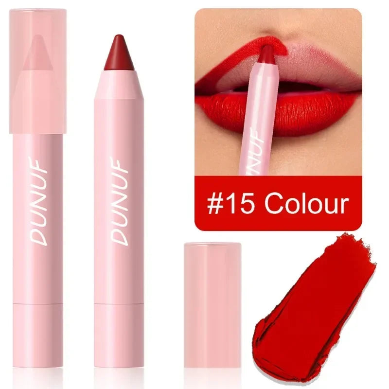 Sexy Dark Red Brown Lipstick Pencil Matte 18 Colors Lip Liner Crayons Rich Full Color Lip Tint Silky Natural Creamy Texture Pen