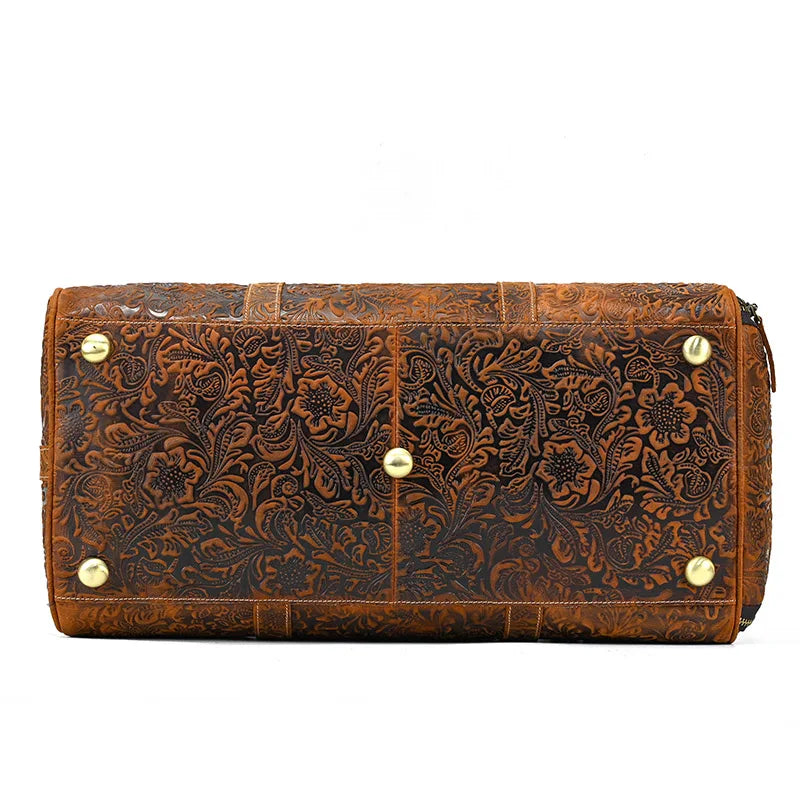 Fashionable Style Men's Leather Travel Handbags Real Cowhide Leather Duffle Bags For Man Male Weekend Bags With Shoe Pocket