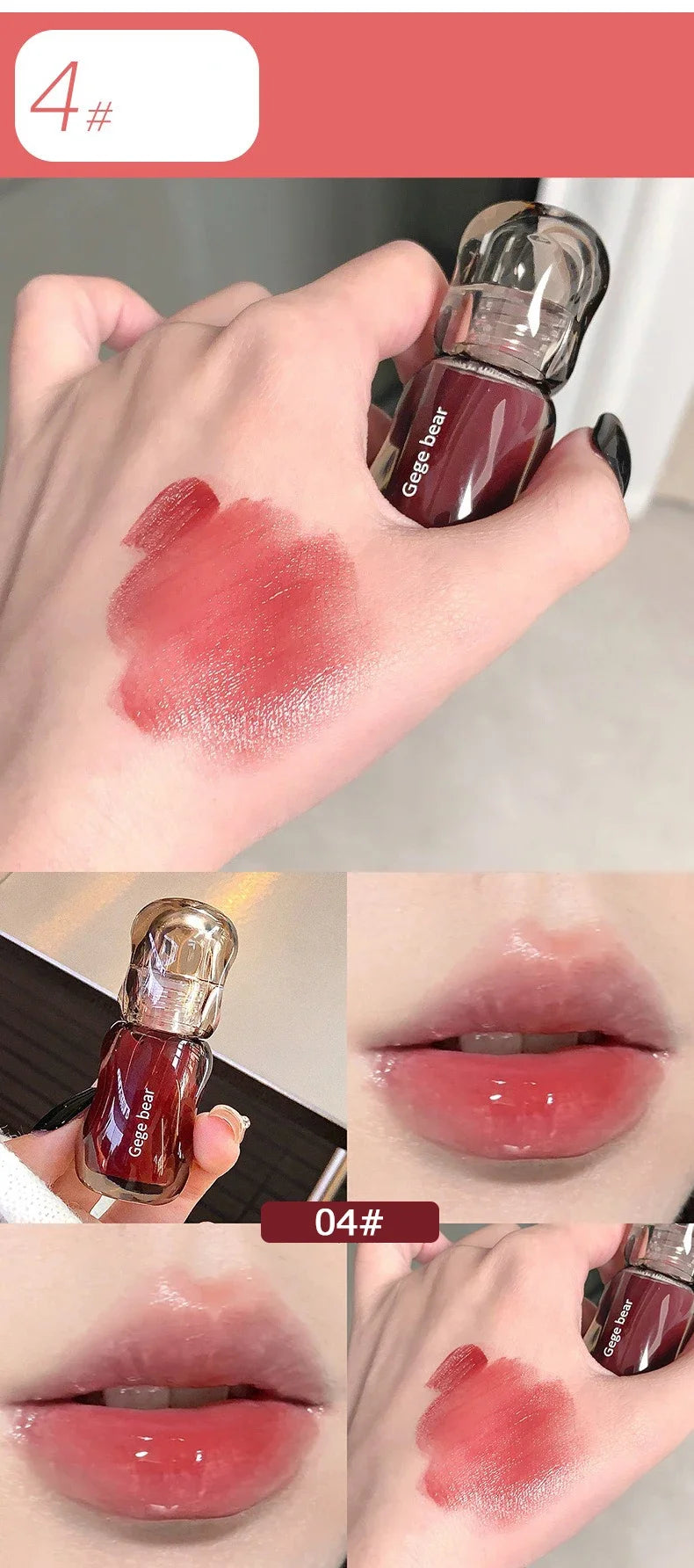 GegeBear Crystal Clear Lipgloss Hydrating Water Liquid Lipstick Light Lip Tint Plumping Non-stick Cup Lips Makeup Women Cosmetic
