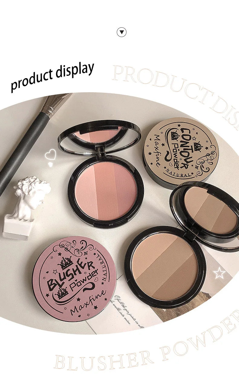 Three-color Blush Palette Delicate Long-lasting Waterproof Non-fading Eyeshadow Blush Integration Tray