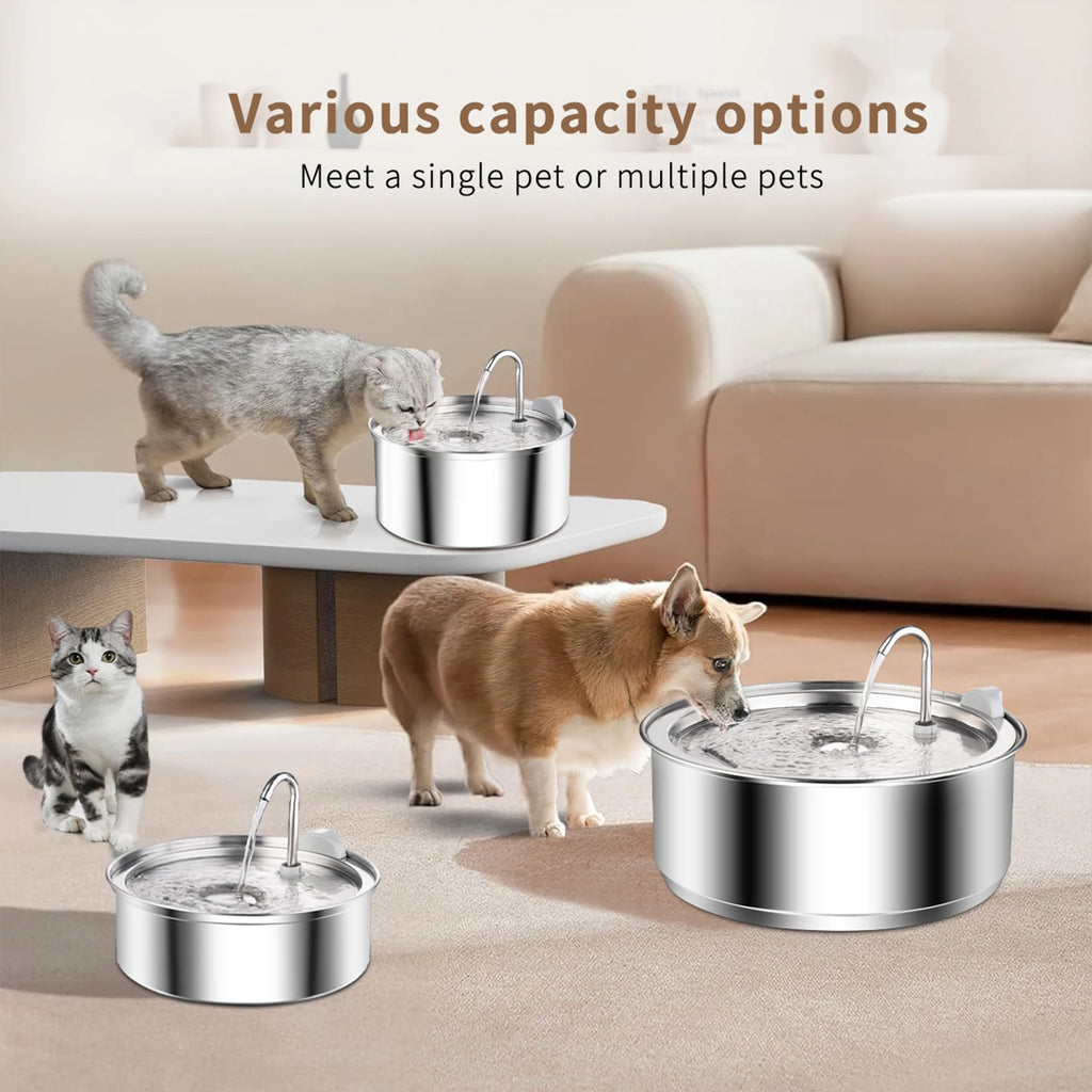 8L / 272oz Dog Water Fountain for Large Dogs Stainless Steel Dog Fountain Super Quiet for Large Dogs Cats and Multi-Pet Home