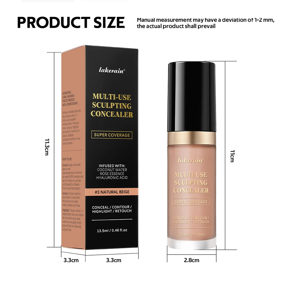 Super Coverage Concealer Multi-Use Cream Oil Free Long Lasting Hydrating Cover Contour Highlight and Retouch Face Makeup