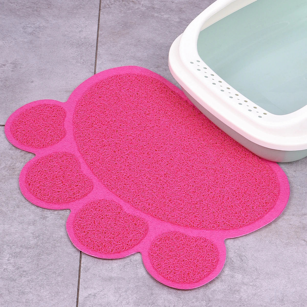 A cat claw shape waterproof pet cat and dog feeding mat, non-slip cat food mat, dog water bowl mat for indoor use