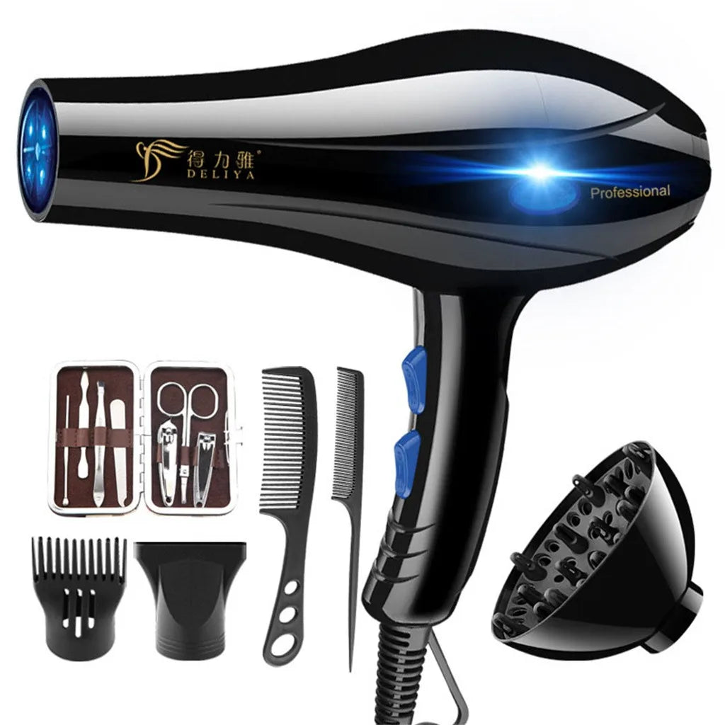Household Hair Blow Dryer 2200W Black Heat Blower Dryer Beauty Salon Portable Hair Blow