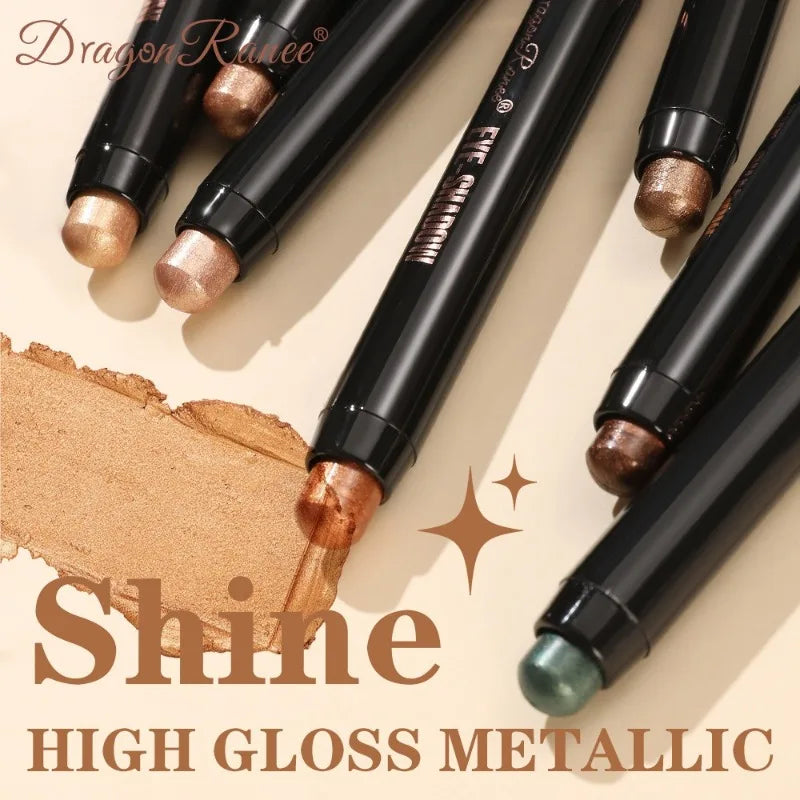 12-color Double Tip Eyeshadow Pen Set Metallic High Gloss Smudger Brighten Eye Makeup Pencil Shining Brown Eye Shadow Cosmetics