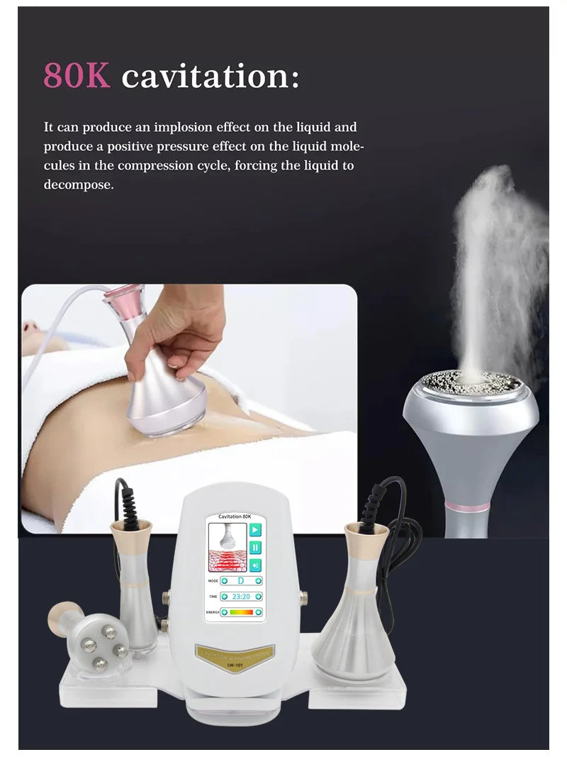 Ultrasonic 80KHz 3 in 1 Cavitation RF Facial Body Shaping Massage Fat Cellulite Skin Tightening Loss Burner Lifting Beauty Devic