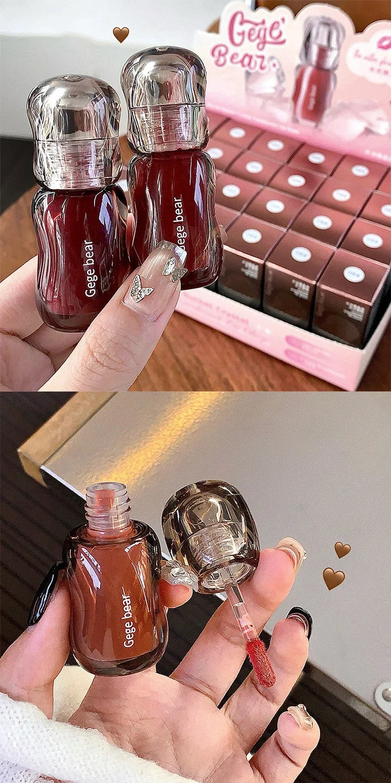 GegeBear Crystal Clear Lipgloss Hydrating Water Liquid Lipstick Light Lip Tint Plumping Non-stick Cup Lips Makeup Women Cosmetic