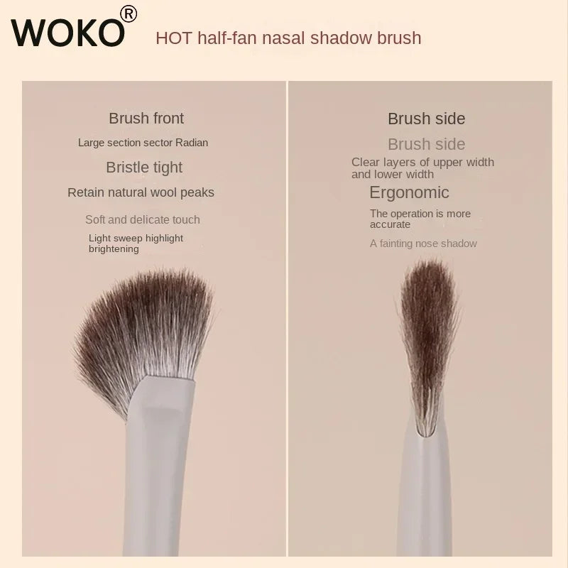 Fan Sector Nose Shadow Brush Angled Nose Alar Contour Smudge Highlighting Shadow Makeup Brushes Sickle Goat Hair Make up Brush