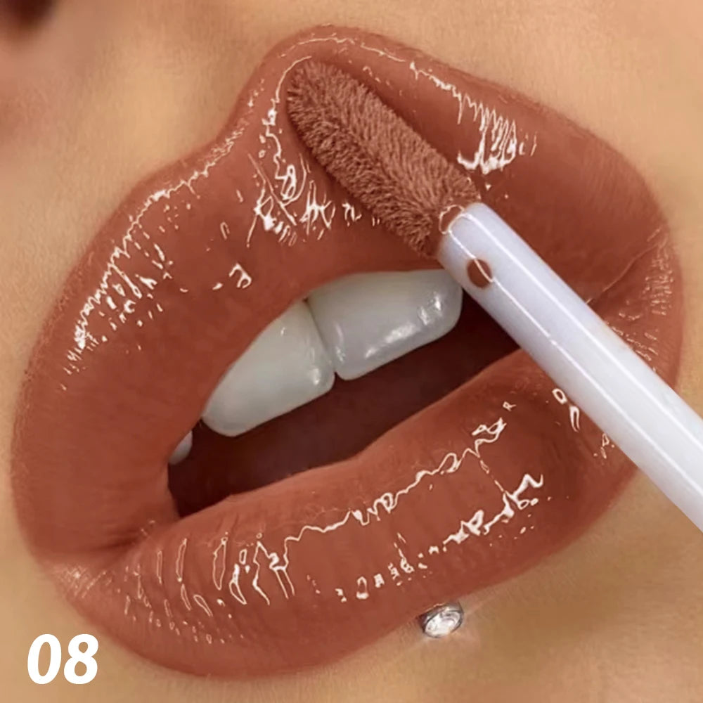 Waterproof quick-drying lip glaze, 16 colors available for mirror-finished lip glaze, clear and non-sticky, non-fading, waterpro