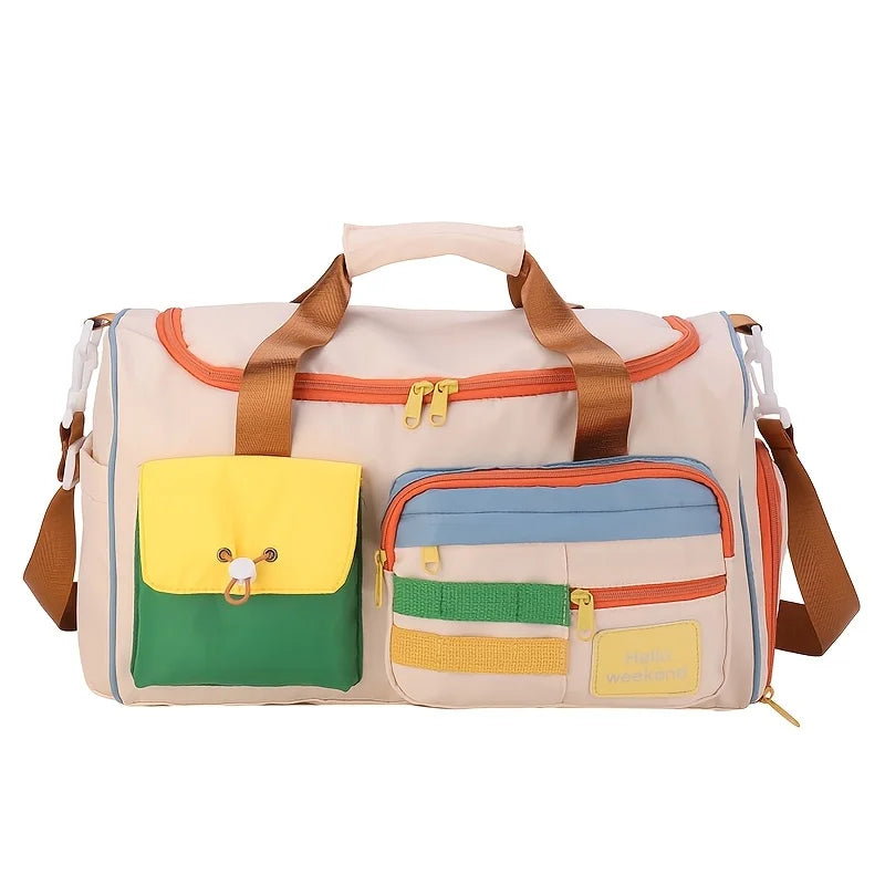 Large Capacity Oxford Fabric Gym Duffel Bag with Shoe Compartment & Adjustable Shoulder Straps, Multi-Pocket Travel Bag