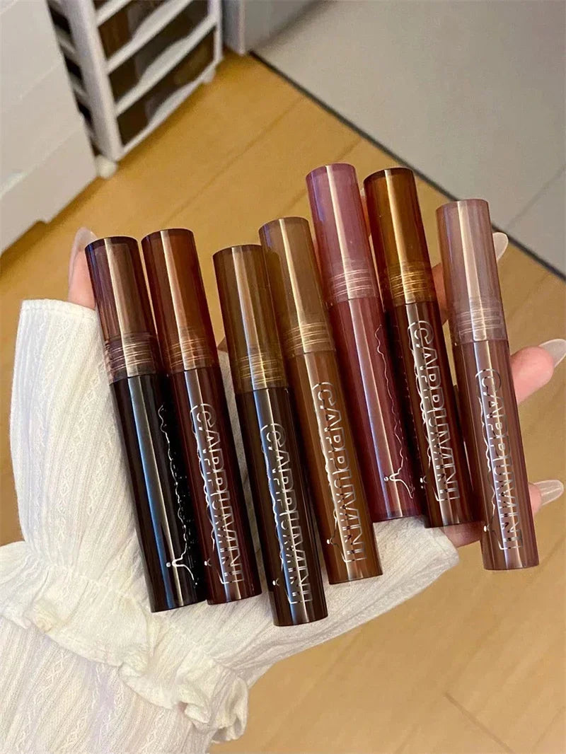Punk Dark Brown Mirror Water Lip Gloss Red Lip Glaze Transparent Glass Lip Oil Waterproof Liquid Lipstick Clear Tint Makeup New