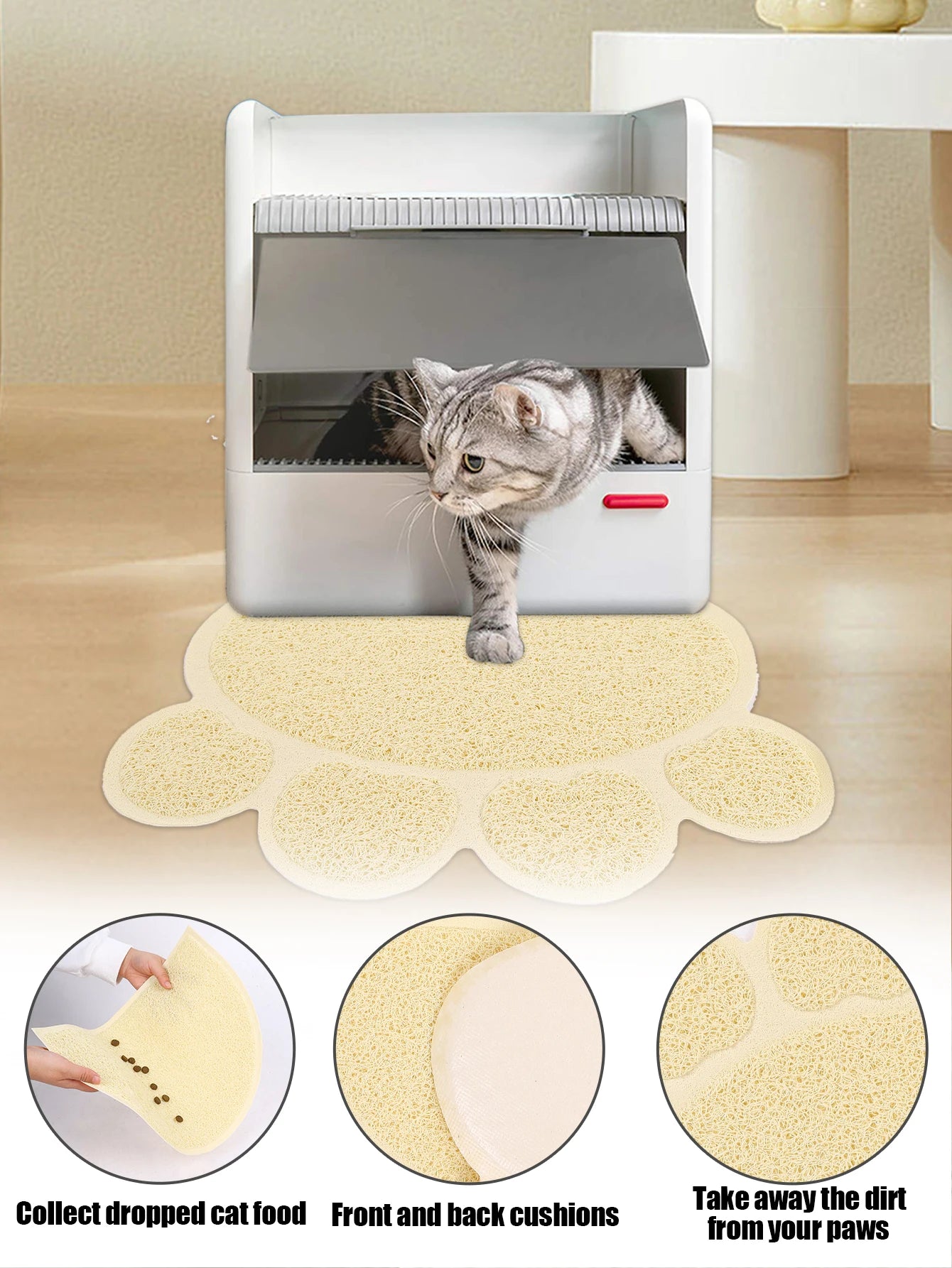 A cat claw shape waterproof pet cat and dog feeding mat, non-slip cat food mat, dog water bowl mat for indoor use