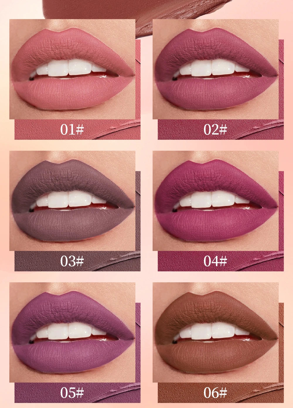 QIBEST Waterproof Matte Nude Lip Gloss 12 Colors Lasting Liquid Lipstick Moisturizing Non-stick Cup Black Red Purple Lip Glaze