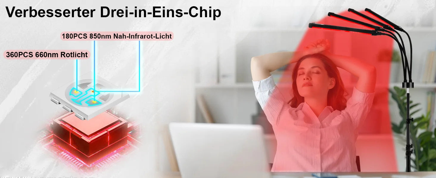 30W LED Red Light Therapy Lamp with Stand 660nm &850nm Near Infrared Light Device for Relief Muscle Joint Pain Facial Skin Care
